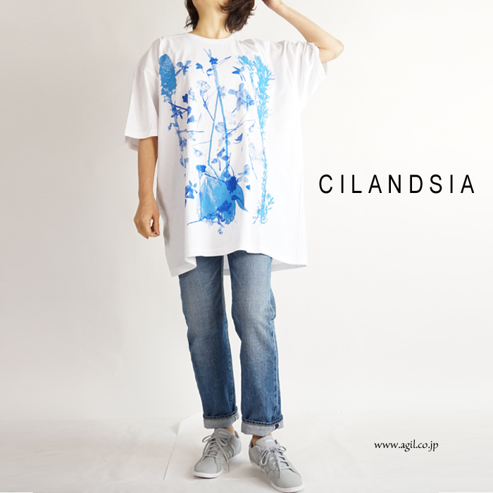 CILANDSIA(チランドシア) ビッグシルエットプリントTシャツ 図鑑 花 メンズ レディース