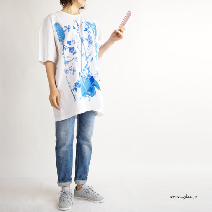 CILANDSIA(チランドシア) ビッグシルエットプリントTシャツ 図鑑 花 メンズ レディース