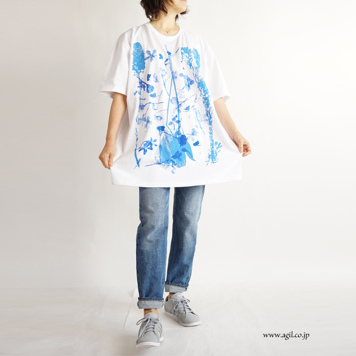 CILANDSIA(チランドシア) ビッグシルエットプリントTシャツ 図鑑 花 メンズ レディース