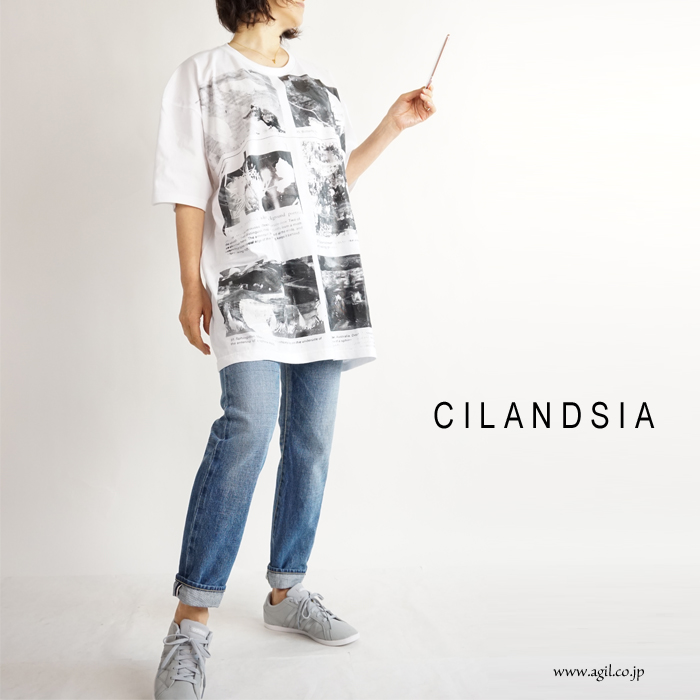 CILANDSIA(チランドシア) ビッグシルエットプリントTシャツ 図鑑 花 メンズ レディース
