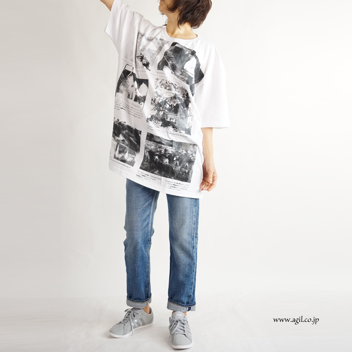 CILANDSIA(チランドシア) ビッグシルエットプリントTシャツ 図鑑 花 メンズ レディース