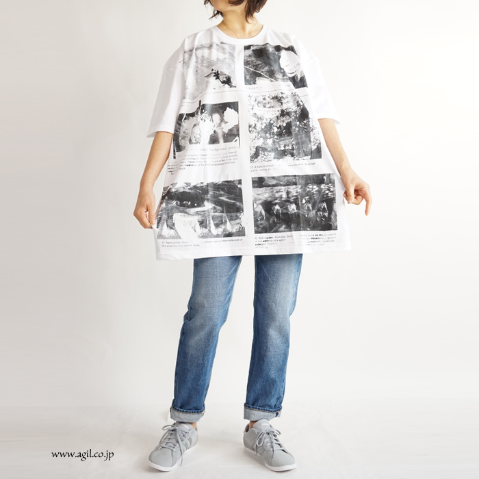 CILANDSIA(チランドシア) ビッグシルエットプリントTシャツ 図鑑 花 メンズ レディース