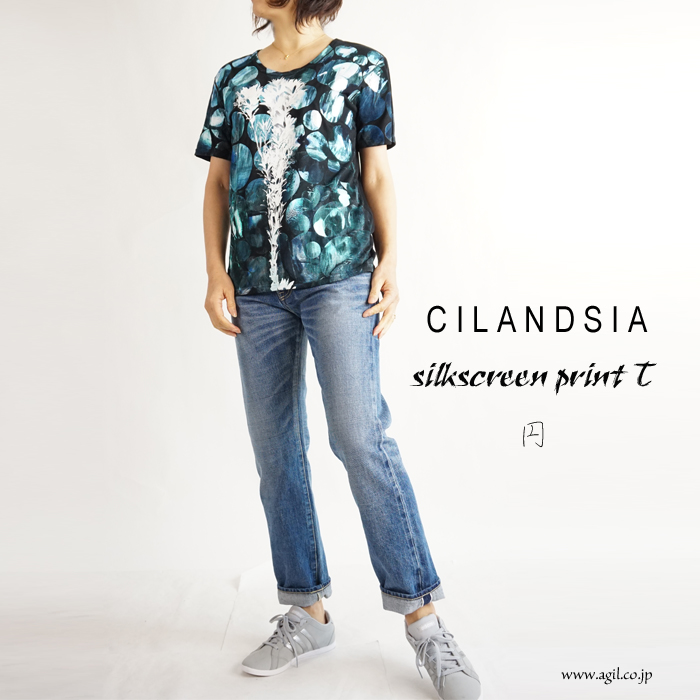 CILANDSIA(チランドシア) シルクスクリーンプリントTシャツ 円 メンズ レディース