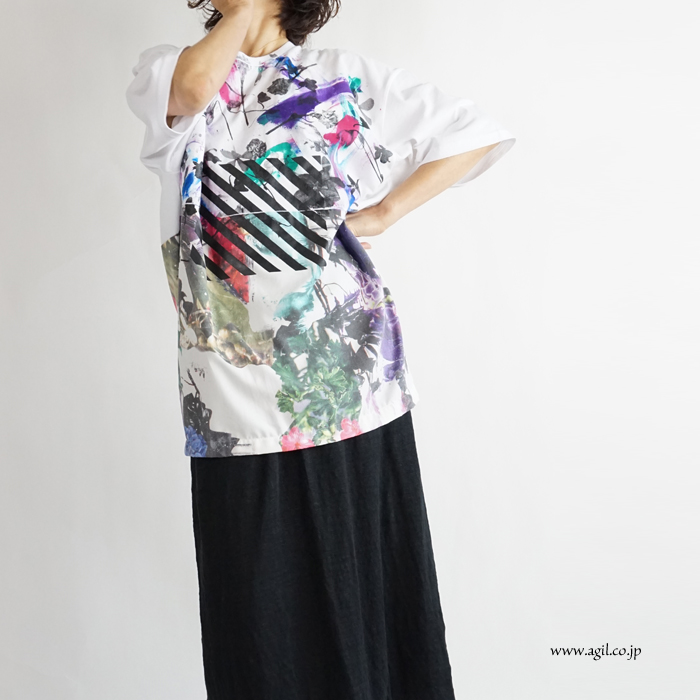 CILANDSIA(チランドシア) オーバーサイズ プリントTシャツ チュニック メンズ レディース