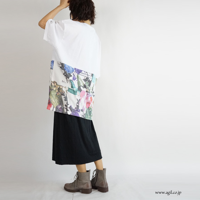 CILANDSIA(チランドシア) オーバーサイズ プリントTシャツ チュニック メンズ レディース