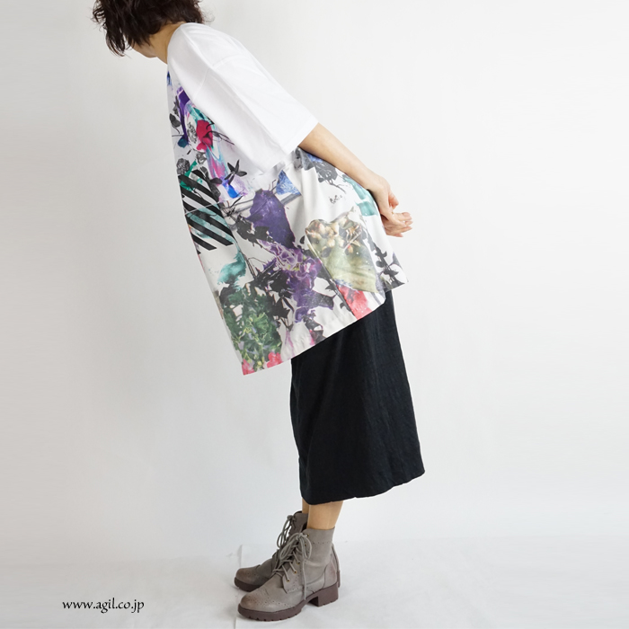 CILANDSIA(チランドシア) オーバーサイズ プリントTシャツ チュニック メンズ レディース