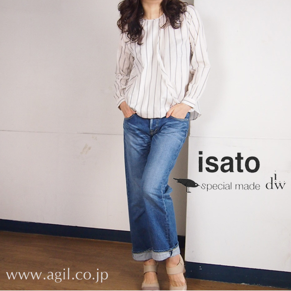 isato design works (イサトデザインワークス) ストライプ クルーネック プルオーバーブラウス|レディース