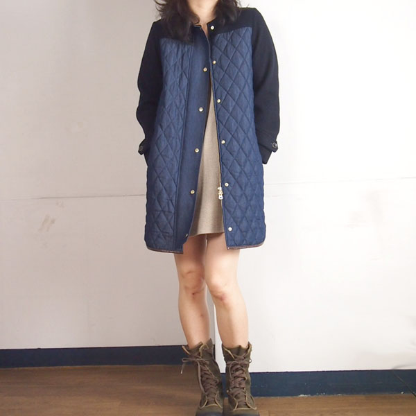 isato design works (イサトデザインワークス) キルティングコート 襟取り外し2way