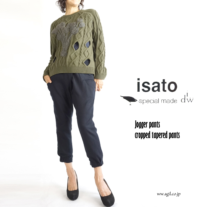 isato design works (イサトデザインワークス) テーパードライン ジョガーパンツ ネイビー グリーン レディース