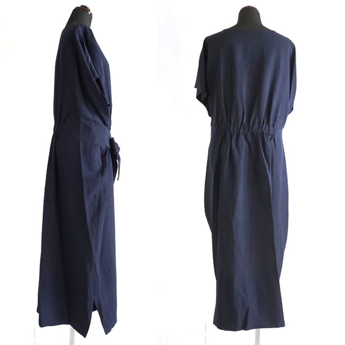 isato design works (イサトデザインワークス) ラップ風ロングワンピース ダークネイビー レディース