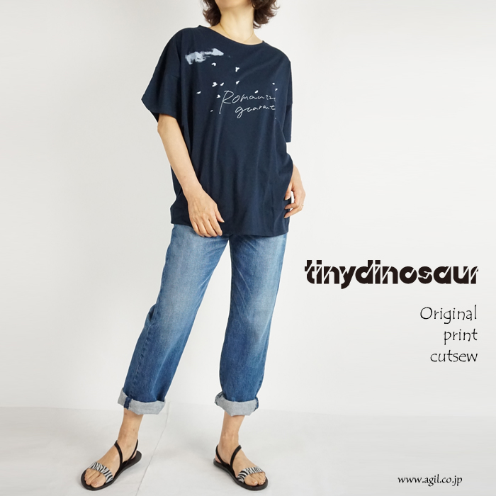 tiny dinosaur (タイニーダイナソー) オリジナルプリントゆるTシャツ レディース