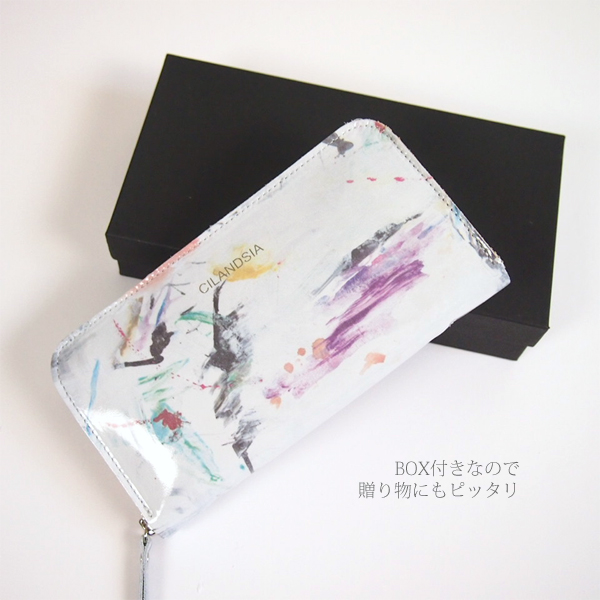CILANDSIA(チランドシア) プリント牛革レザー ラウンドジッパー長財布 0032 メンズ レディース 送料無料