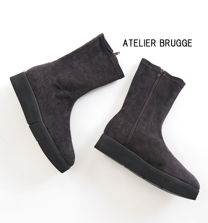 ATELIER BRUGGE アトリエブルージュ プラットフォームストレッチハーフブーツ レディース